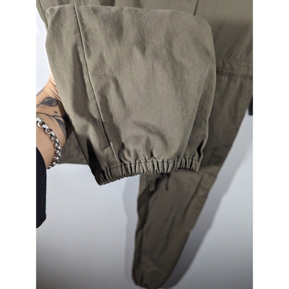 EUC Aerie Olive Utility Long Sleeve Button Front Jumpsuit Tie Waist Size S - Picture 8 of 10